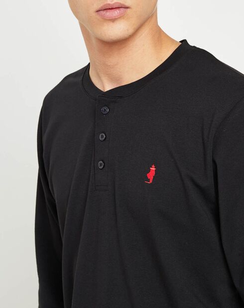 T-Shirt col tunisien noir